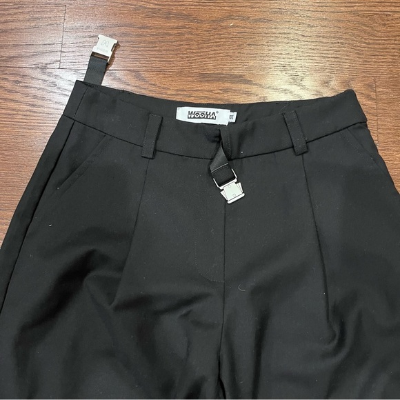 y2k black open leg metal detailed straight leg pants street wear grunge punk - Picture 4 of 9